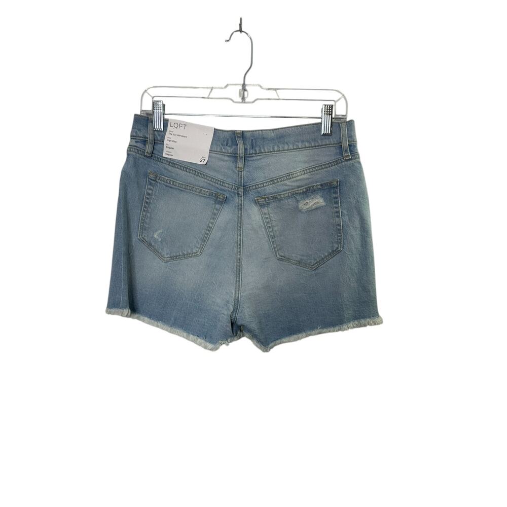 Ann Taylor LOFT High Rise Light Rinse Cut Off Shorts Regular Fit 27"  Sz 4 NEW - Picture 5 of 6